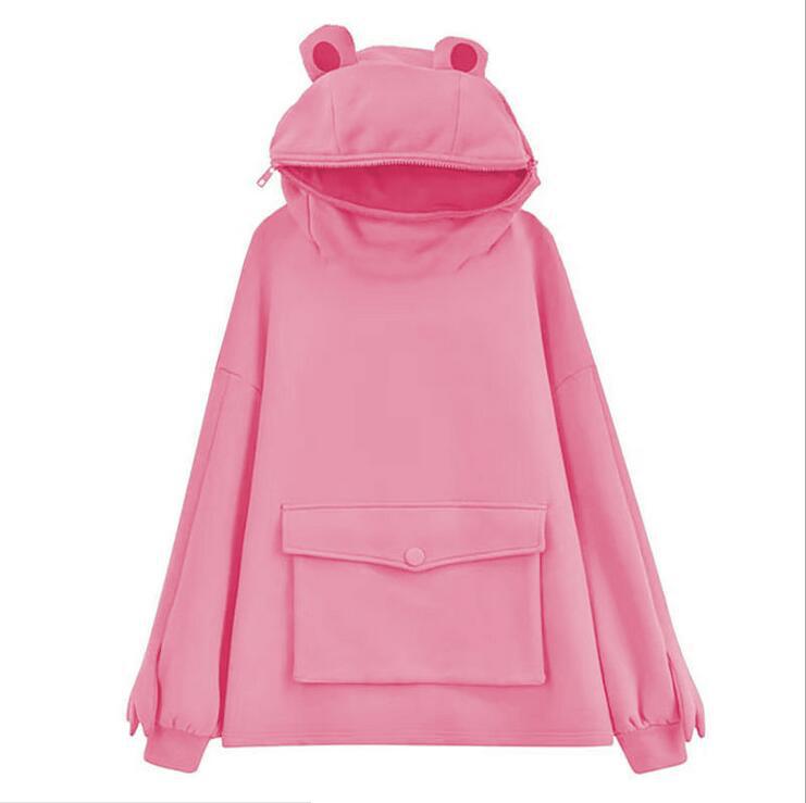 Women's Fleece Sweater with Frog Hood - Cozy Pullover Jacket for Casual Wear, Outdoor Activities & Loungewear