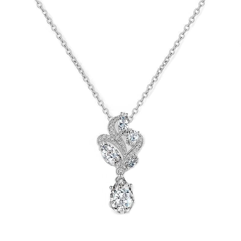 Vintage 1960s Silver Crystal Drop Necklace for Brides - Elegant Wedding Jewelry & Special Occasion Gift for Women