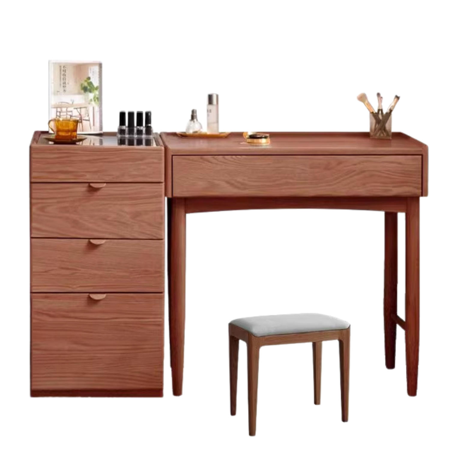 Stylish Oak Solid Wood Nordic Dressing Table - Modern Vanity Desk for Bedroom & Makeup Area | Perfect for Home Decor & Beauty Routine