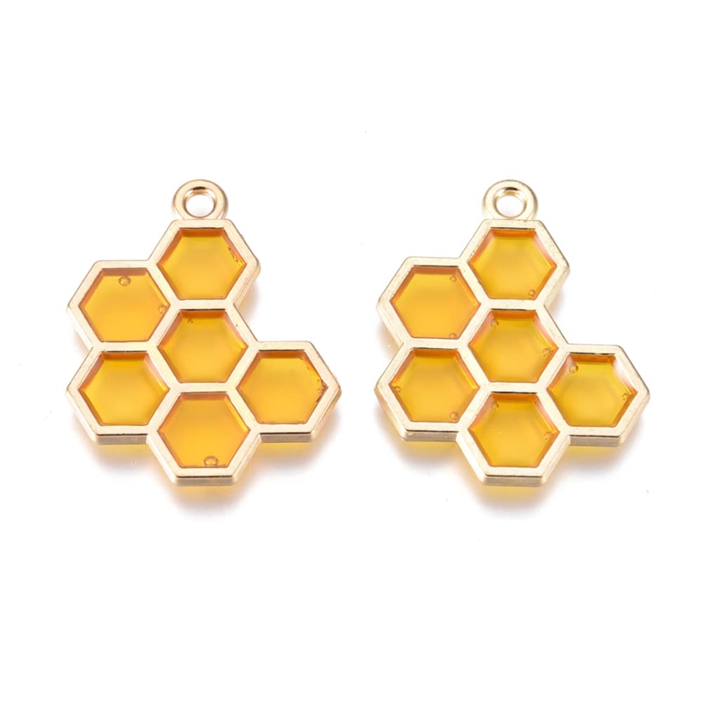 50pcs Enamel Honeycomb Bee Charms - Mini Gold & Silver Jewelry Making Supplies for DIY Bracelets, Necklaces & Crafts - Perfect for Beekeeping Gifts & Boho Style Accessories