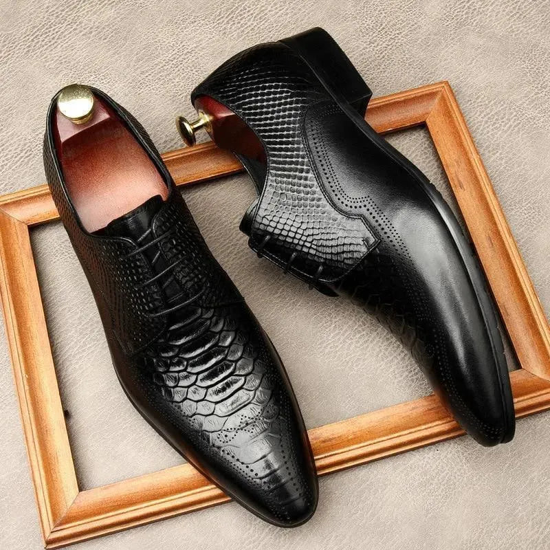 Premium Men's Dress Shoes - Silvio Serpentine Leather Oxfords for Business & Formal Occasions | Comfortable Office & Wedding Shoes for Men