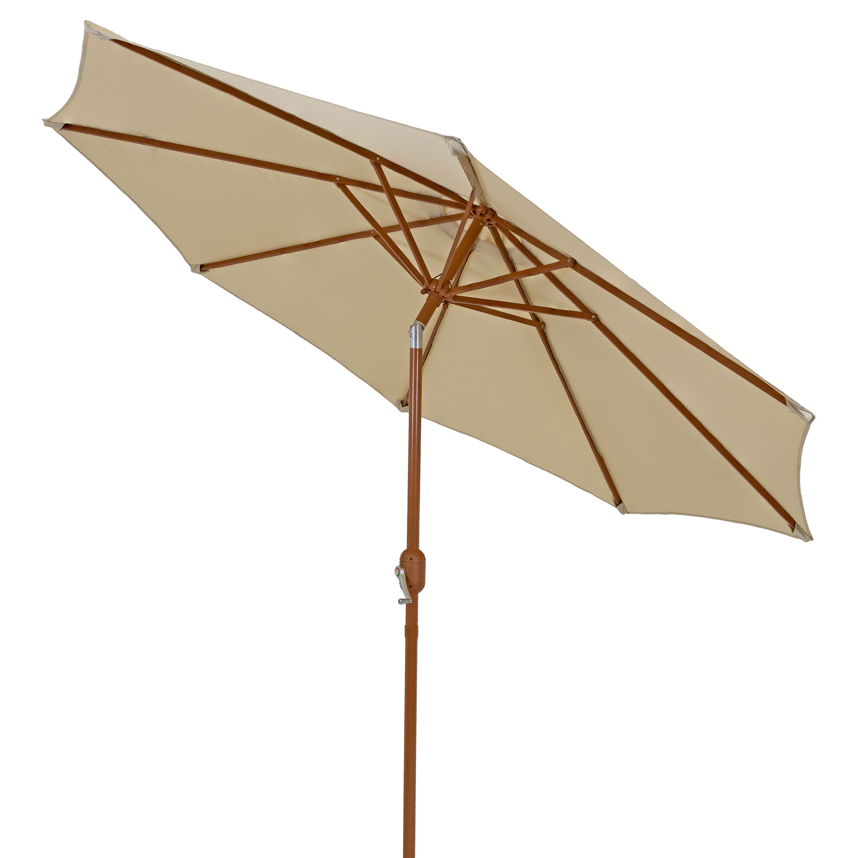 Sunnydaze 8.5 ft Outdoor Patio Umbrella with Realistic Woodgrain Finish - Perfect for Backyard, Poolside, and Garden Shade