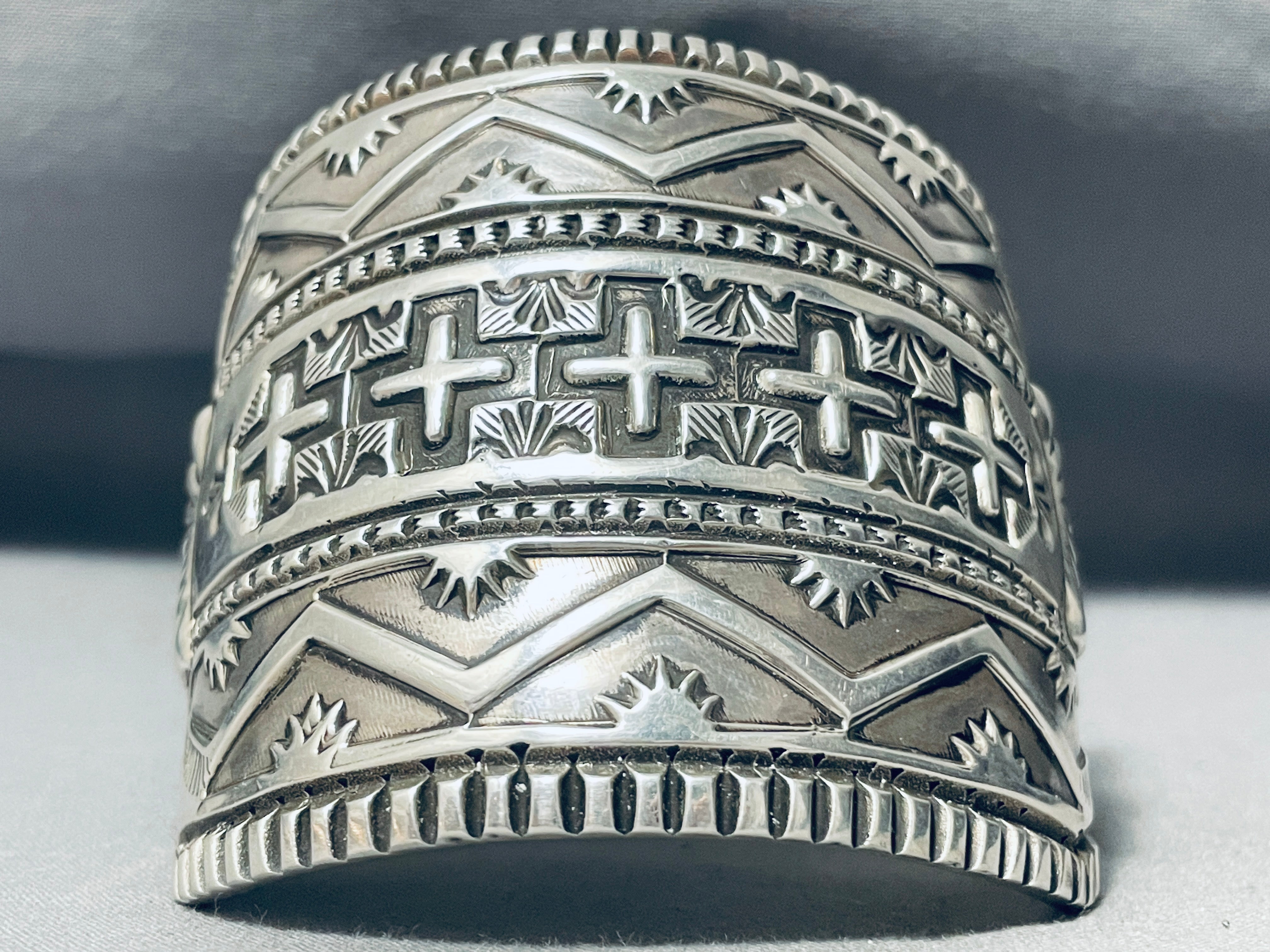 175g Authentic Navajo Sterling Silver Cross Bracelet for Women - Handmade Native American Jewelry for Gifts, Weddings & Spiritual Occasions