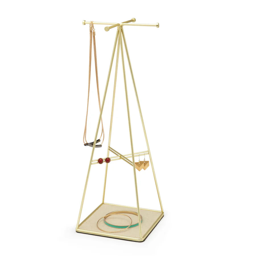 Prisma Jewelry Stand Mat Brass - Elegant Display for Necklaces, Rings & Earrings - Perfect for Vanity, Dresser & Jewelry Organizer