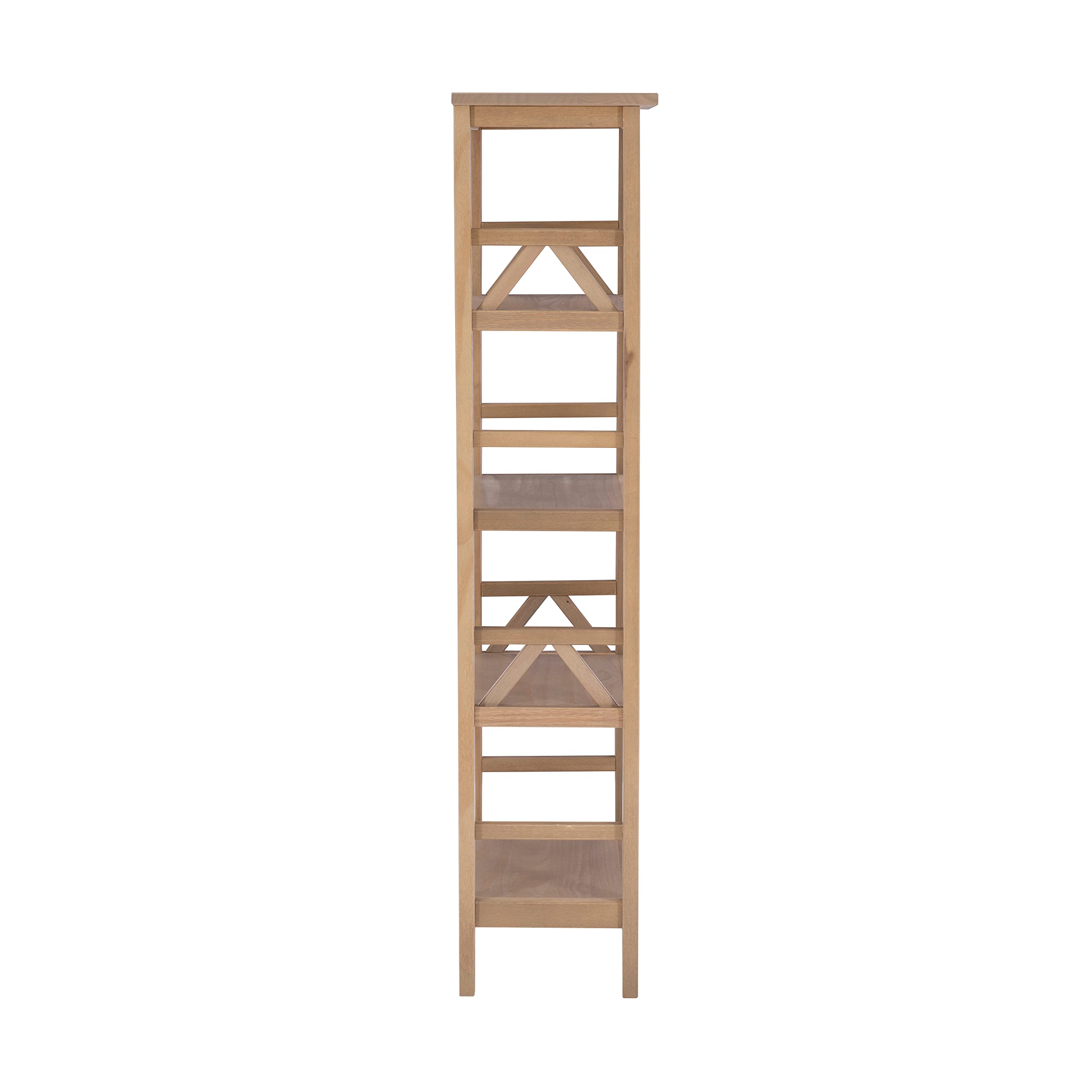 Linon Titian Driftwood Bookcase - 5 Shelf Wooden Book Storage Organizer for Living Room, Bedroom & Office - Rustic Home Decor Furniture for Books, Photos & Display Items