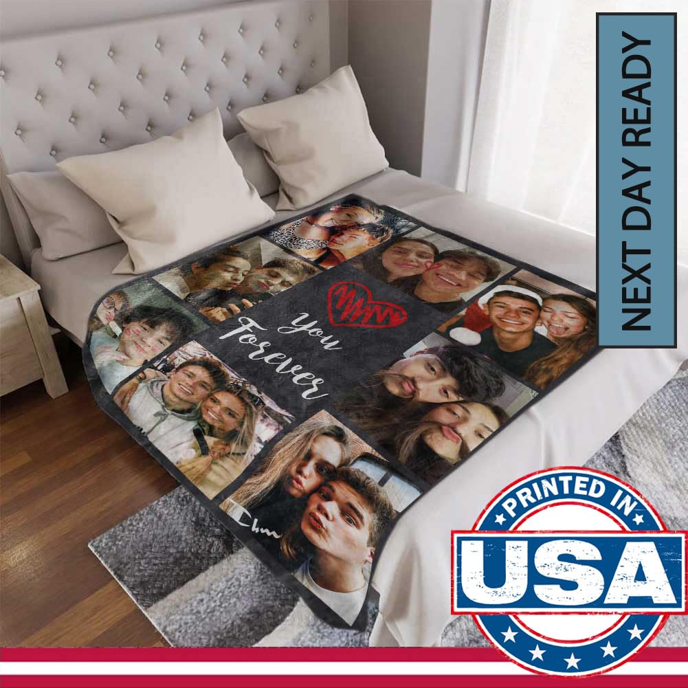 Personalized Photo Blanket for Couples - Custom Picture Blanket Gift for Boyfriend, Girlfriend, Wife & Husband | Anniversary, Valentine's Day & Christmas Gift Idea | Cozy Home Decor for Couples & Family