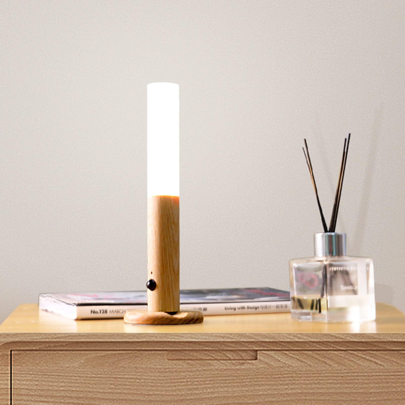 Wooden Motion Sensor Night Light - Rechargeable LED for Hallway & Stairs
