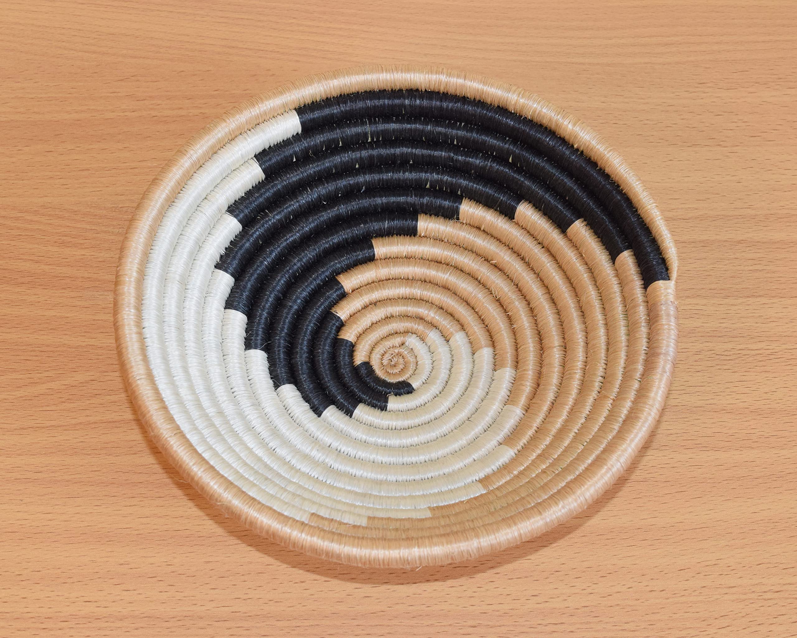 Hand Woven African Basket - 8 Inch Small Sisal & Sweetgrass Woven Bowl - Handmade in Rwanda - Perfect for Home Decor, Storage & Gift Giving - SRB223