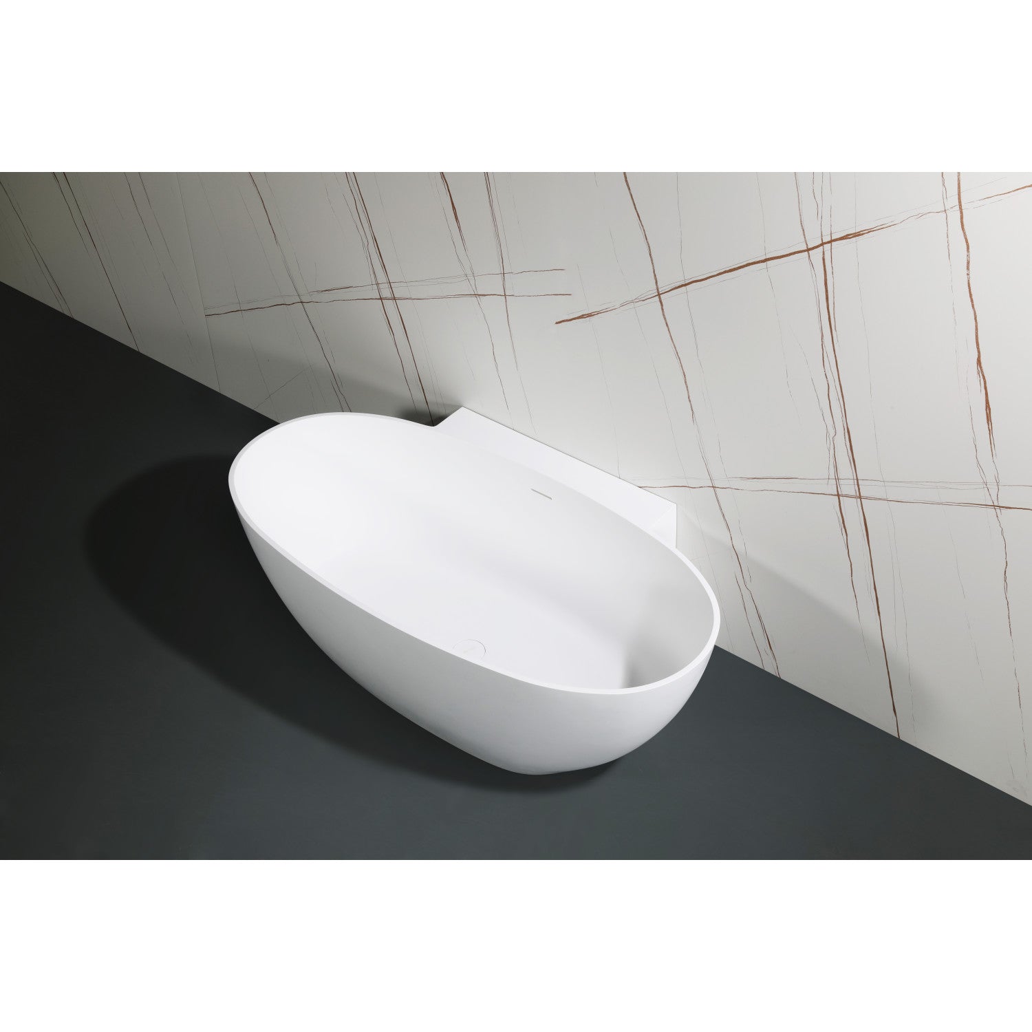 Arcticstone 63-Inch Freestanding Oval Bathtub - Matte White Solid Surface Double-Ended Soaking Tub with Drain | Perfect for Luxury Bathrooms & Spa-Like Relaxation at Home