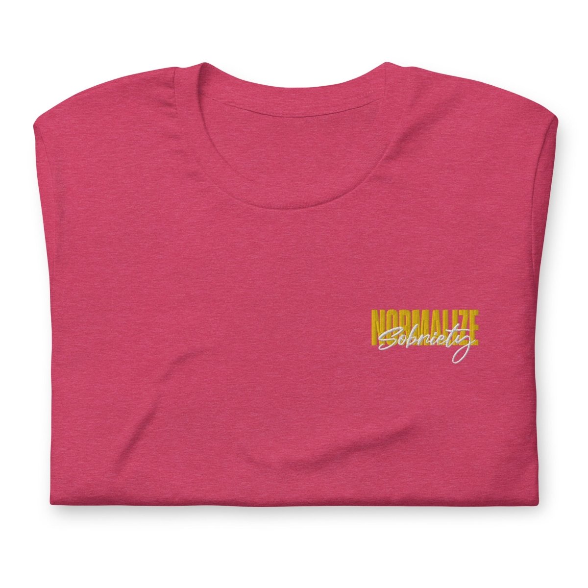 Normalize Sobriety Embroidered T-Shirt - Comfortable Cotton Tee for Sober Living & Recovery Support - Perfect for AA Meetings, Sober Events & Everyday Wear