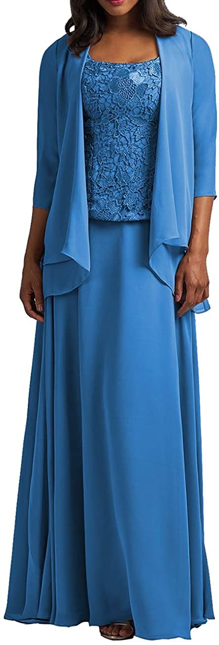 Elegant 2-Piece Floor Length Evening Gown Set with Jacket - Half Sleeve Formal Dress for Plus Size Mother of the Bride - Navy Blue Size 6 | Perfect for Weddings, Galas & Special Occasions