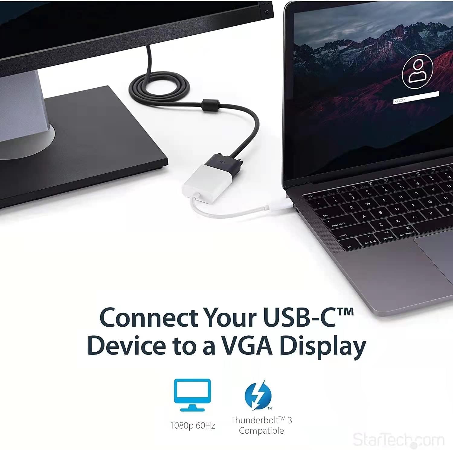 USB-C to VGA Adapter - HD Converter for Laptop, TV & Projector