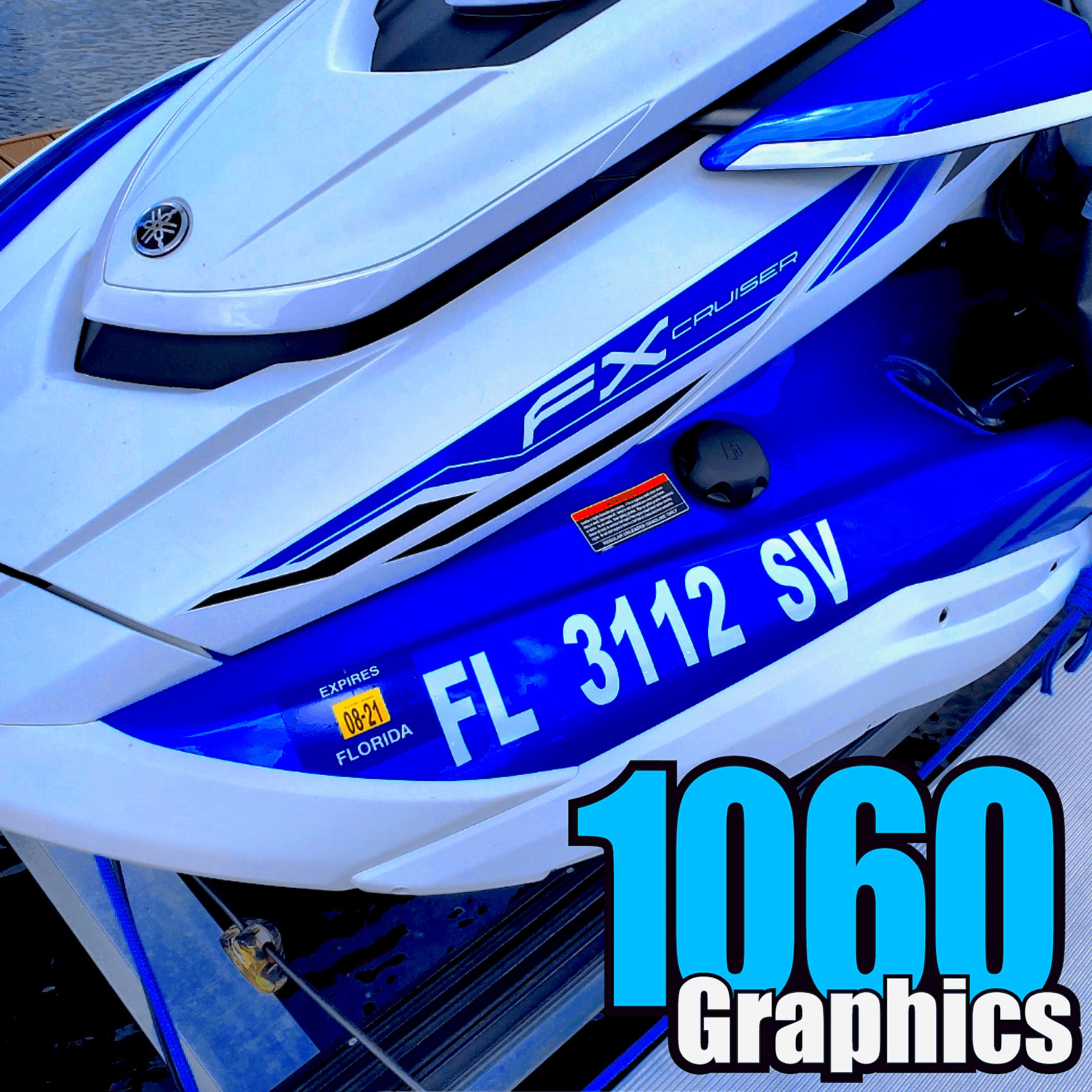 Custom Boat Registration Numbers & Letters - 1060 Graphics Marine Vinyl Sticker Decals (2 Sets) for Boats, Yachts & Watercraft - Durable Waterproof Decoration for Hull & Transom
