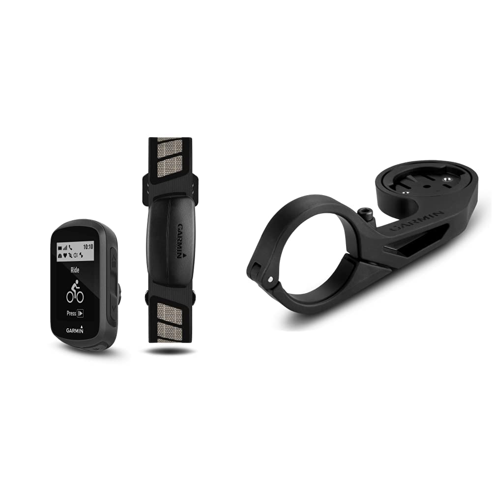 Garmin Edge 130 Plus GPS Bike Computer Bundle with Heart Rate Monitor & Speed/Cadence Sensors - Download Structured Workouts (010-02385-10) + Out-Front Bike Mount | Perfect for Road Cycling, Mountain Biking & Indoor Training