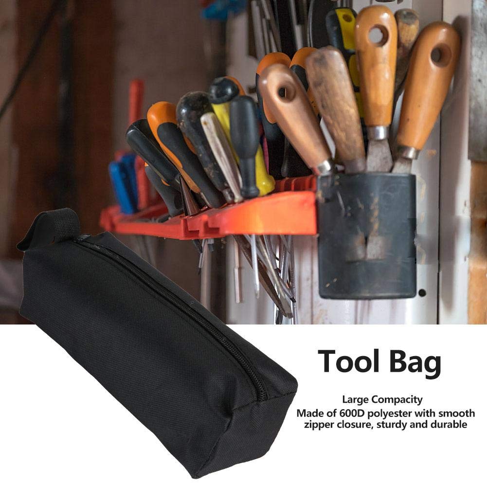 Heavy Duty Zipper Tool Pouch - Durable Construction & Electronics Organizer Bag for Artists, Travel Toiletries & Brush Storage - Perfect for DIY Projects, Work Tools & Travel Accessories (Black)
