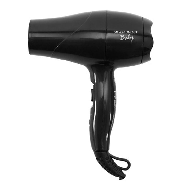 Silver Bullet Metallic Baby Travel Hair Dryer - Compact & Lightweight Black Hair Dryer for Kids - Perfect for Travel, Home Use & Baby Care Routines