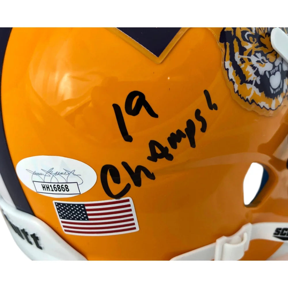 Ed Orgeron Signed LSU Yellow Mini Football Helmet with 