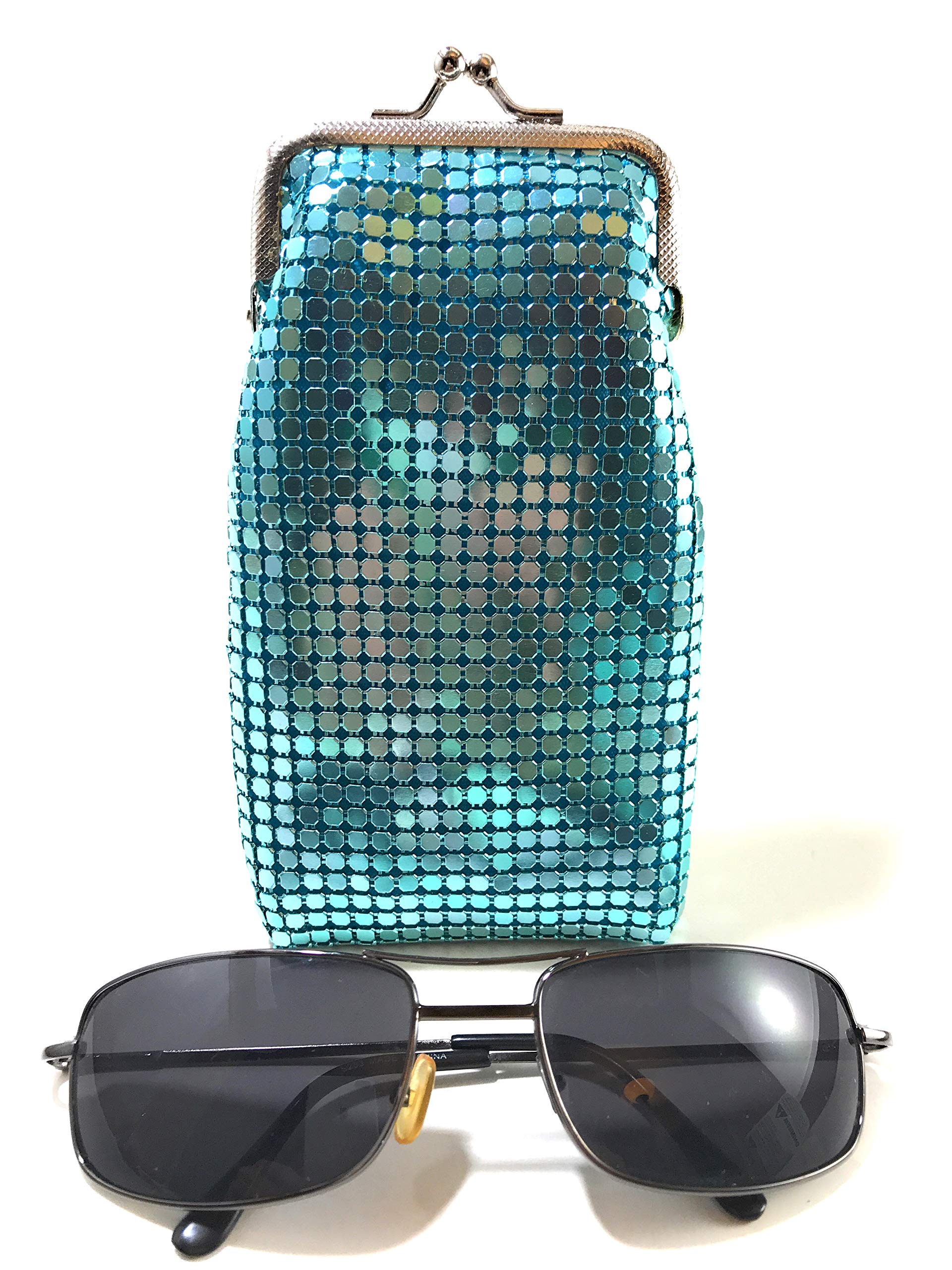 Stylish Women's Eyeglass Case with Built-in Coin Purse - Durable Metal Mesh Design - Perfect for Travel, Work & Everyday Use