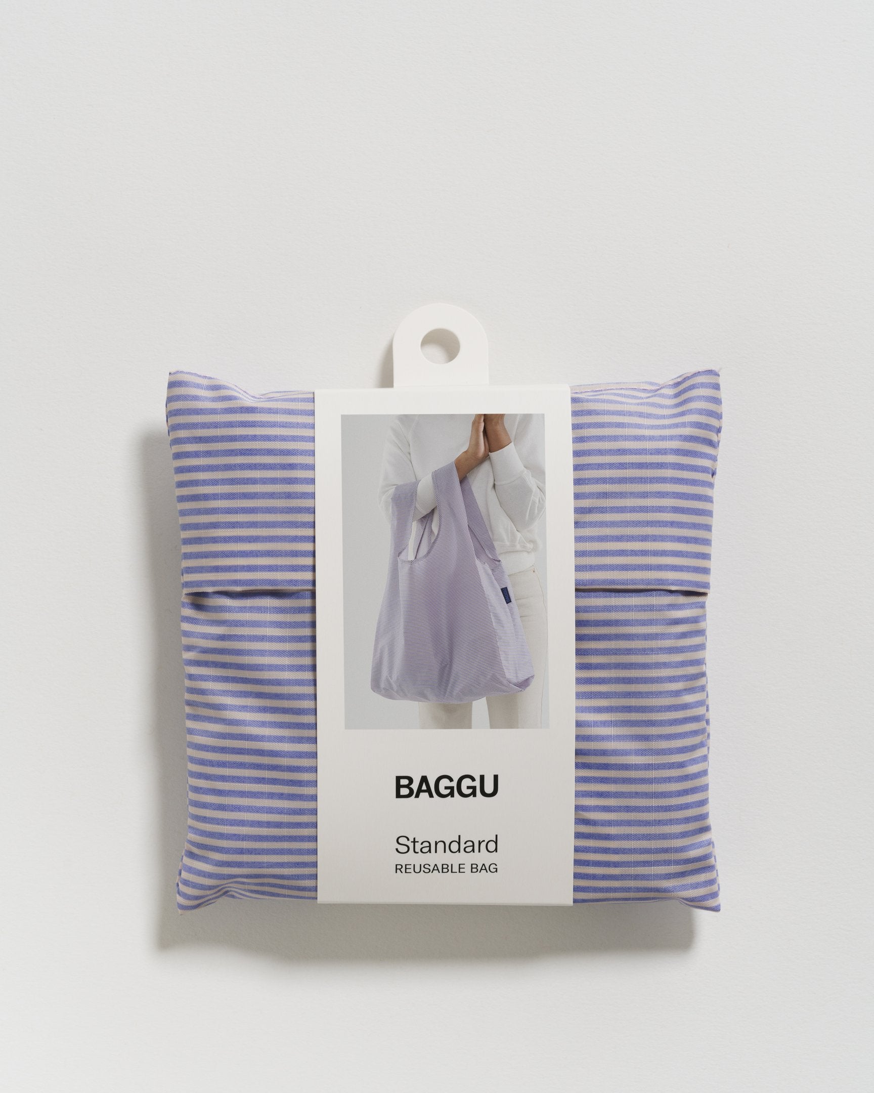 Baggu Standard Reusable Shopping Bag - Blue Microstripe Pattern | Eco-Friendly Grocery Tote for Groceries, Beach & Daily Use