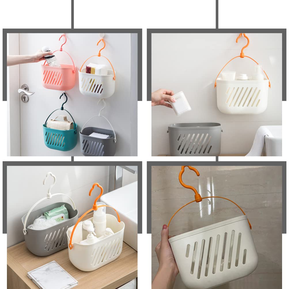 Angoily Plastic Hanging Shower Basket - Portable Storage Organizer with Hook for Bathroom, Kitchen, Pantry & Dorm Room | Space-Saving Solution for Shower Essentials, Toiletries & Kitchen Supplies