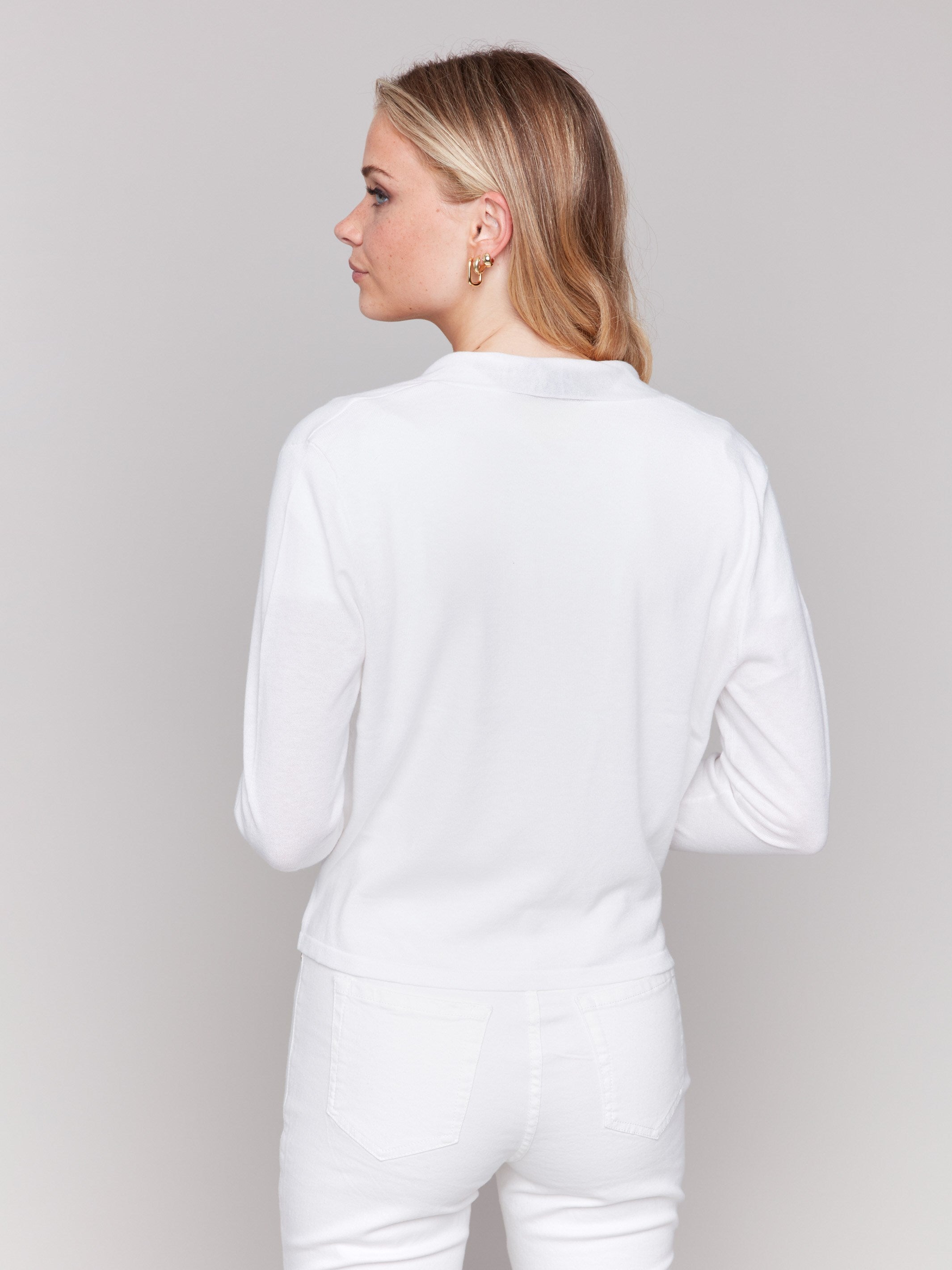Elegant White Tie Front Bolero Shirt - Women's Fashion Top for Casual Wear, Office & Evening Outfits