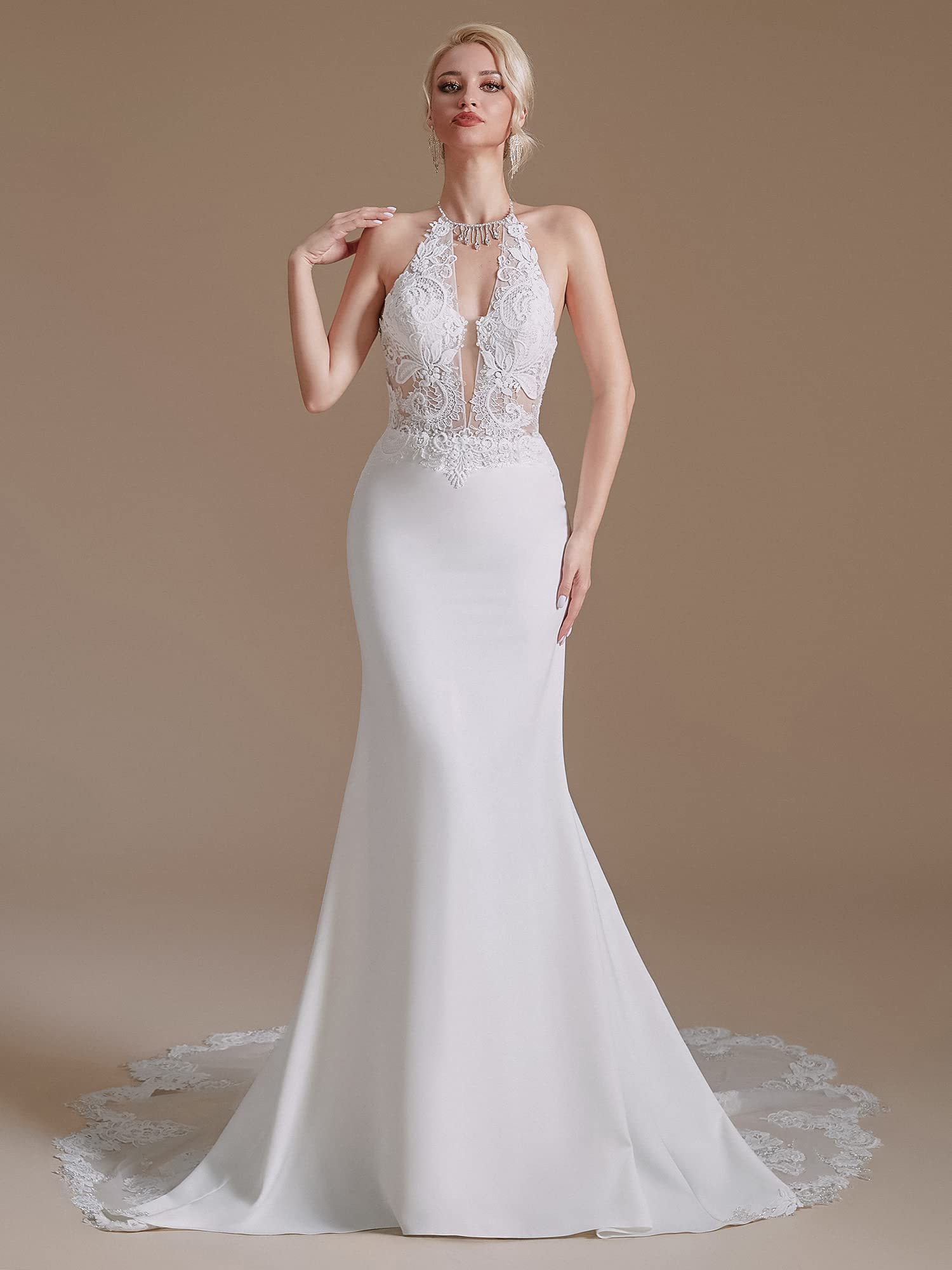 Elegant 2022 Lace Appliques Chiffon Wedding Dress with Long Sleeves - Perfect for Beach Brides & Romantic Outdoor Ceremonies