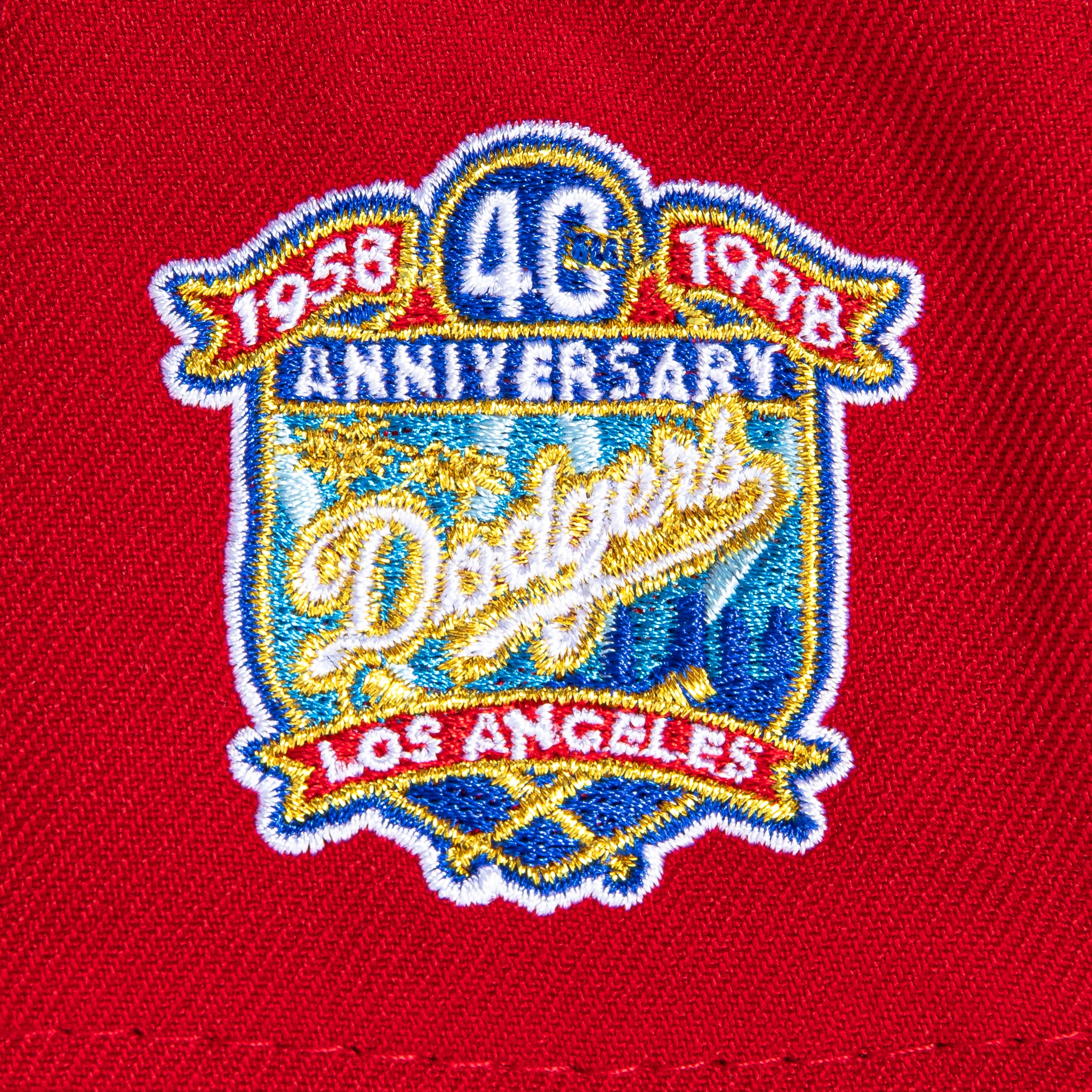 New Era 9Forty A-Frame Los Angeles Dodgers 40th Anniversary Patch Snapback Hat - Red & White - Adjustable Baseball Cap for Men & Women - Perfect for Sports Games, Fan Collections & Casual Streetwear