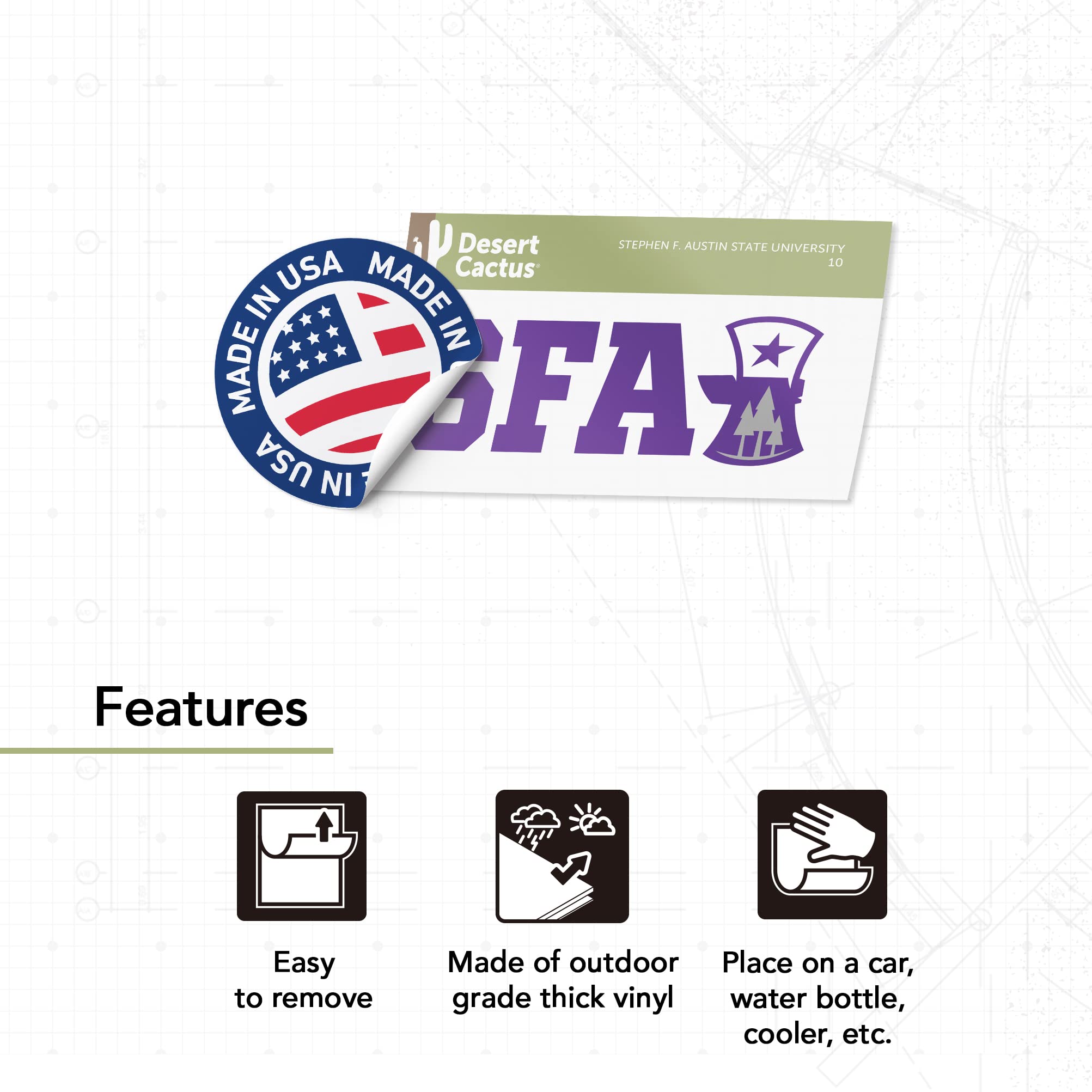 SFASU Lumberjacks Vinyl Decal Sticker - Desert Cactus Design for Laptop, Water Bottle, Car & Scrapbook - Stephen F. Austin State University Decorative Stickers (Pack of 10) - Perfect for School Spirit, College Pride & DIY Crafts