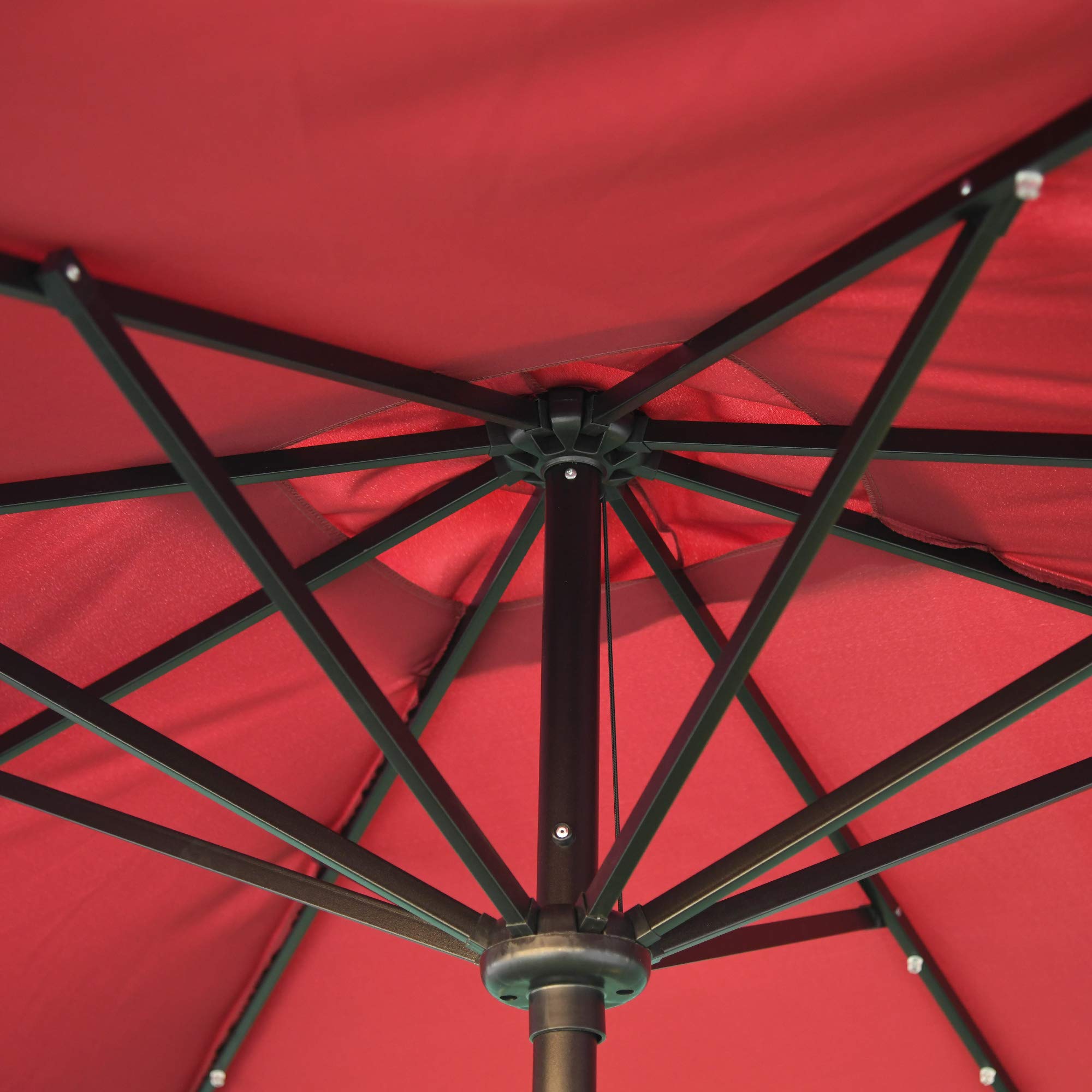 Outsunny 9' x 7' Solar LED Patio Umbrella with Tilt & Crank - Waterproof Outdoor Market Umbrella for Garden, Deck, Backyard, Pool & Beach - Perfect for Dining, Lounging and Outdoor Entertaining