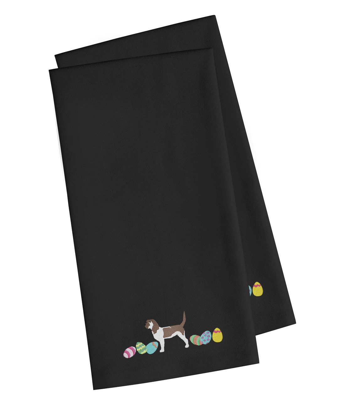 Caroline's Treasures CK1648BKTWE Grand Basset Griffon Easter Black Embroidered Towel Set of 2 - Premium 19x25 Inch Decorative Bathroom & Kitchen Towels for Hand, Face, Tea, Dish Drying - Perfect for Guest Bathrooms, Easter Decor, and Kitchen Use