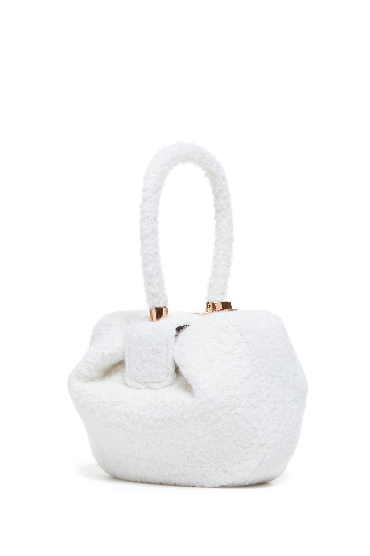 Nina Bag in Ivory Cashmere Boucle - Luxury Women's Shoulder Bag for Work, Travel & Everyday Use | Elegant Handbag for Office, Shopping & Special Occasions