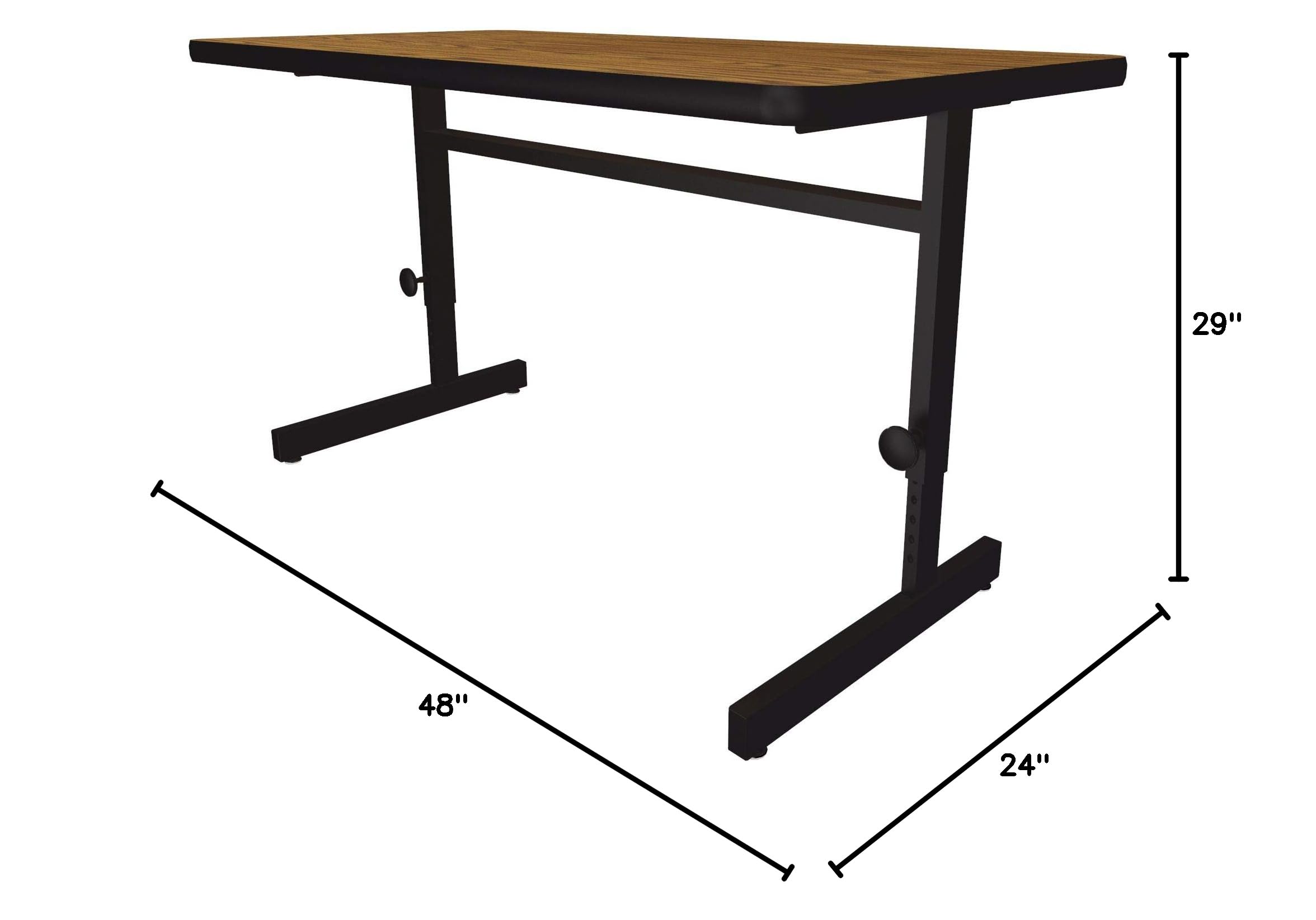Correll 24x48 Inch Adjustable Height Training & Computer Desk with Medium Oak Melamine Top - Steel Frame Workstation for Office, Home & Gaming (CSA2448M-06) | Ergonomic Standing Desk for Work, Study & Online Classes