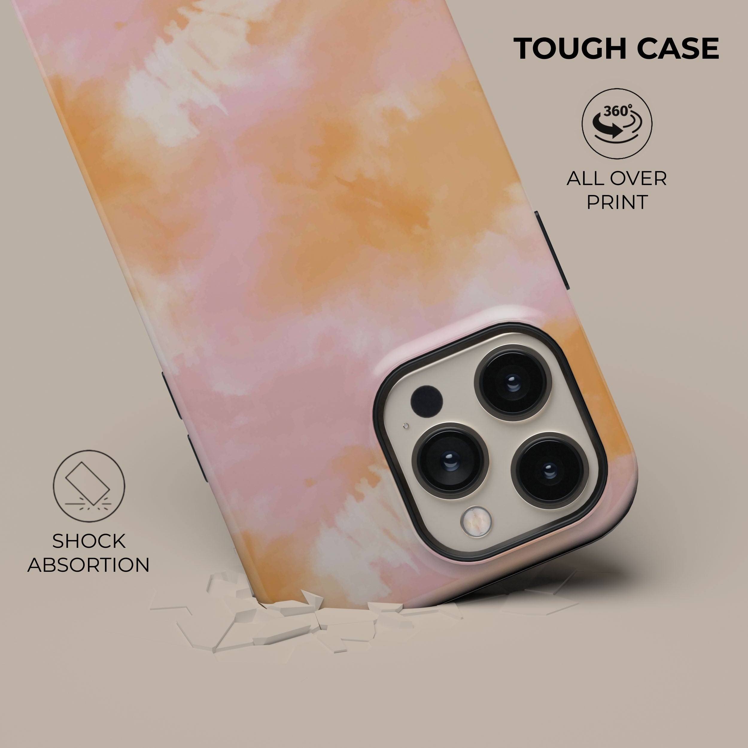 Trendy Pink & Orange Tie Dye Phone Case for iPhone & Samsung - Stylish Protective Cover for Everyday Use, Parties & Festivals