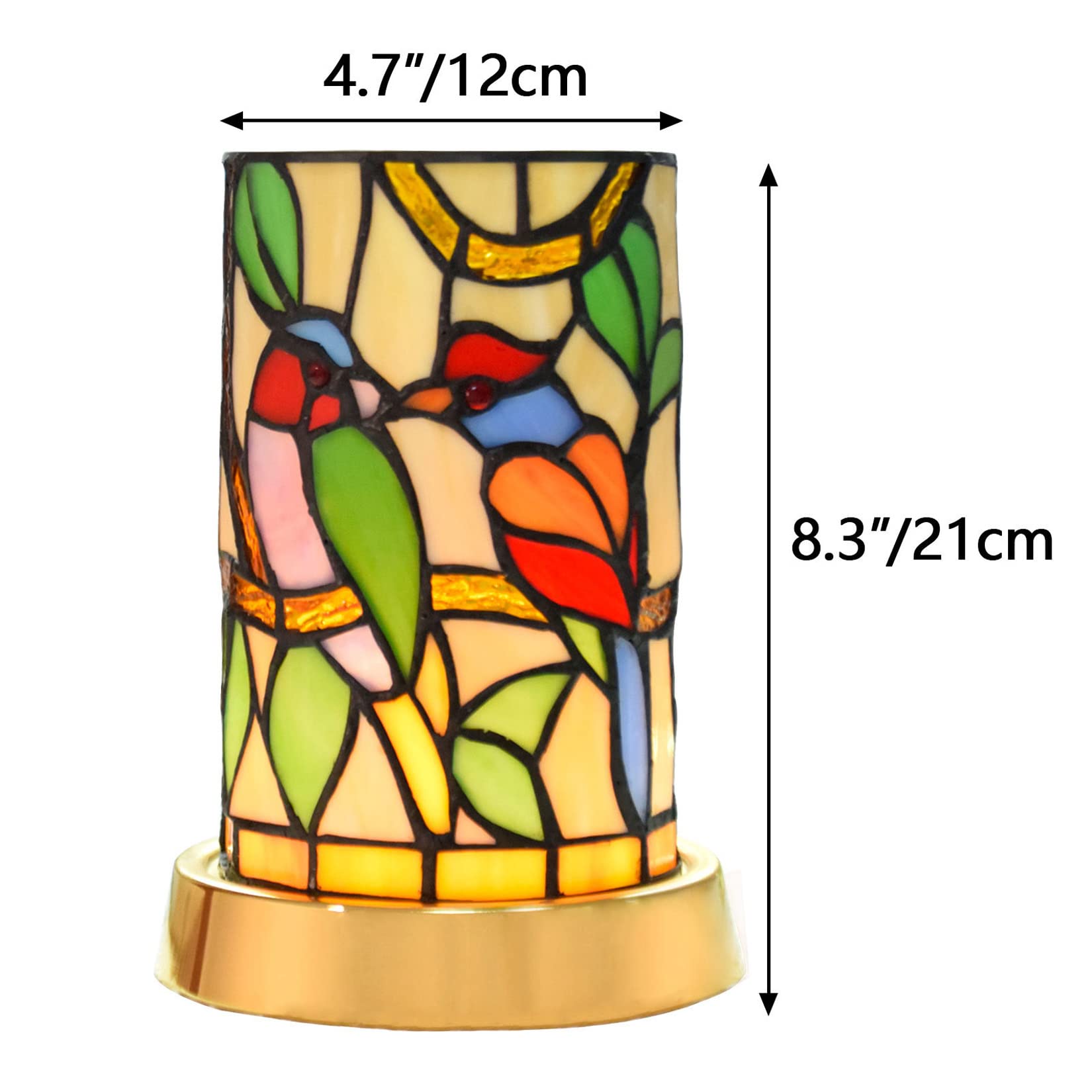 Kids Parrot Night Light - Tiffany Style Stained Glass LED Table Lamp with 3 Color Changing & Dimmable Features, USB Powered Desk Light with Pen Holder - Perfect for Bedroom, Nursery, Study Desk & Gift Giving