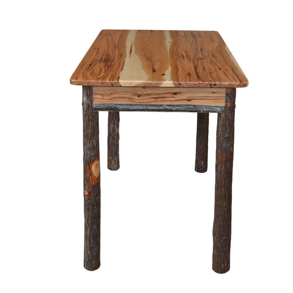 Solid Hickory Wood Writing Desk - Rustic Home Office Desk for Study & Work - Perfect for Home Office, Study Room, or Library