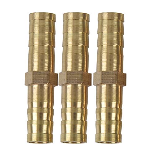 5Pcs 8mm Inner Dia Air Gas Straight Hose Pipe Barb Coupler - PPFT00567 Gold Pipe Fitting for Air Compressor, Pneumatic Tools & DIY Plumbing Projects