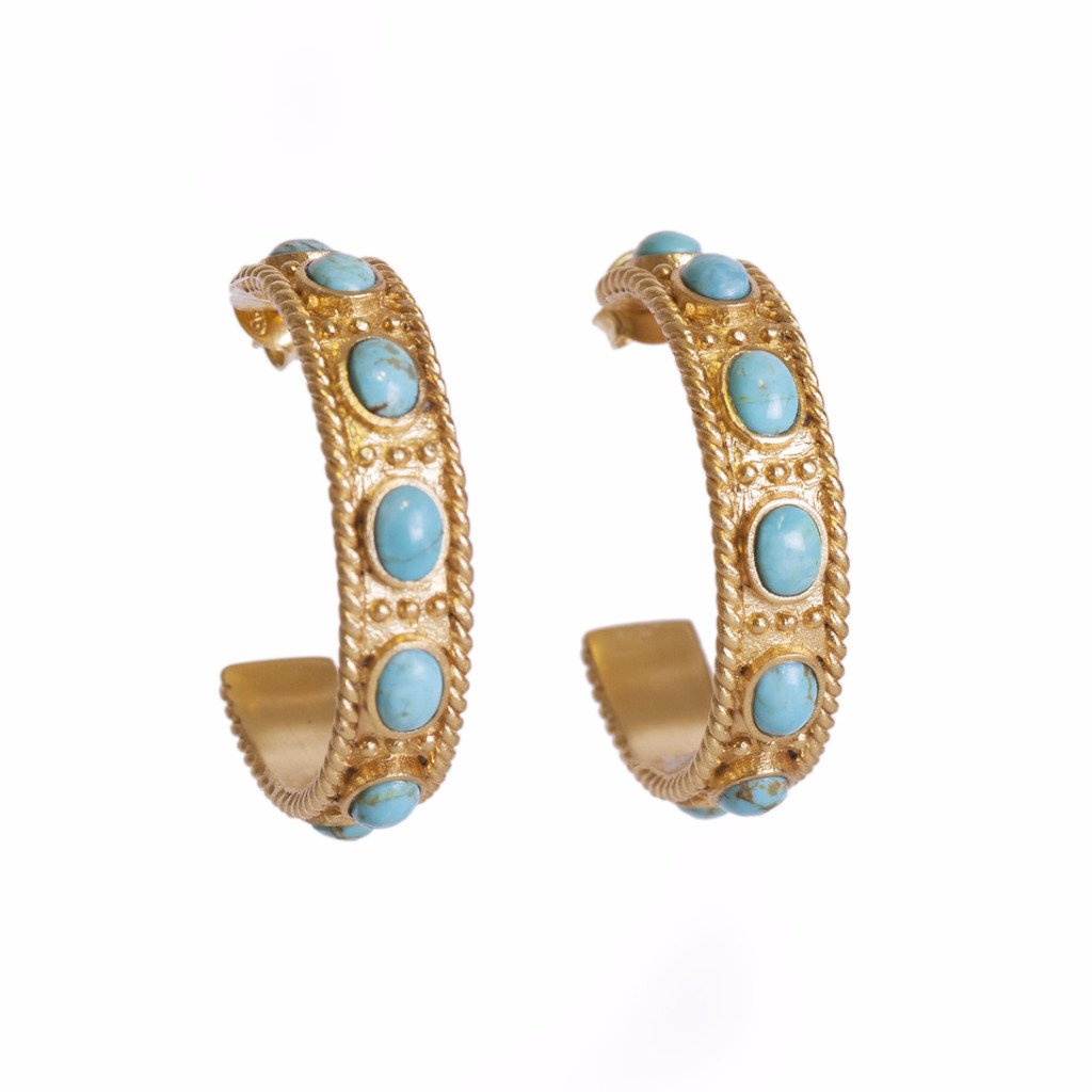 Southwestern Hoops Turquoise Earrings – Handmade Native American Jewelry for Women | Perfect for Boho, Festival & Casual Wear