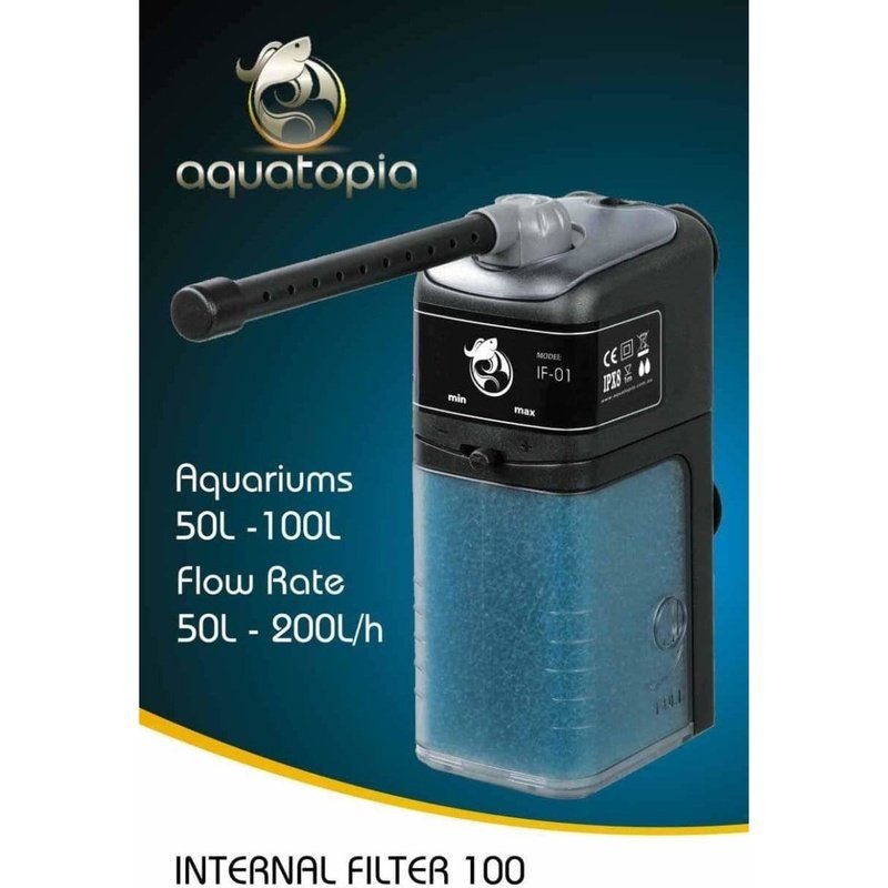 Aquatopia Internal Filter 100 - Submersible Water Filter for Aquariums up to 100L (200L/Hr Flow Rate) - Ideal for Freshwater Fish Tanks, Turtle Tanks & Small Aquatic Habitats