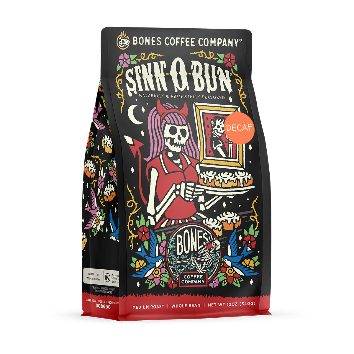 Organic Decaf Sinn O Bun Coffee | 12oz Whole Bean | Rich & Smooth Flavor | Perfect for Morning Brew & Afternoon Relaxation