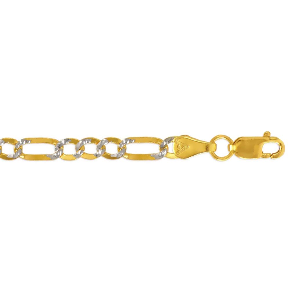 14K Gold Figaro Chain Necklace - Italian Ultralight White Pave Link Jewelry for Women & Men - Strong Shiny Flawless Gift (16-26 Inch Length, 3.0-9.0mm Width) - Perfect for Everyday Wear, Special Occasions & Gifting
