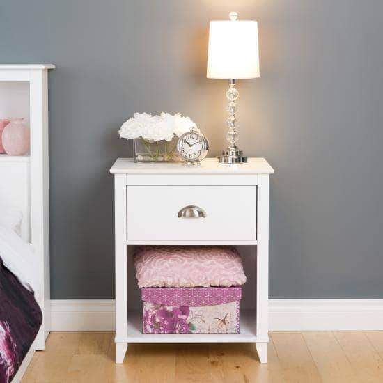Yaletown 1 Drawer Tall Nightstand in White - Modern Bedside Table for Bedroom, Living Room & Guest Room - Perfect for Small Spaces & Apartment Decor