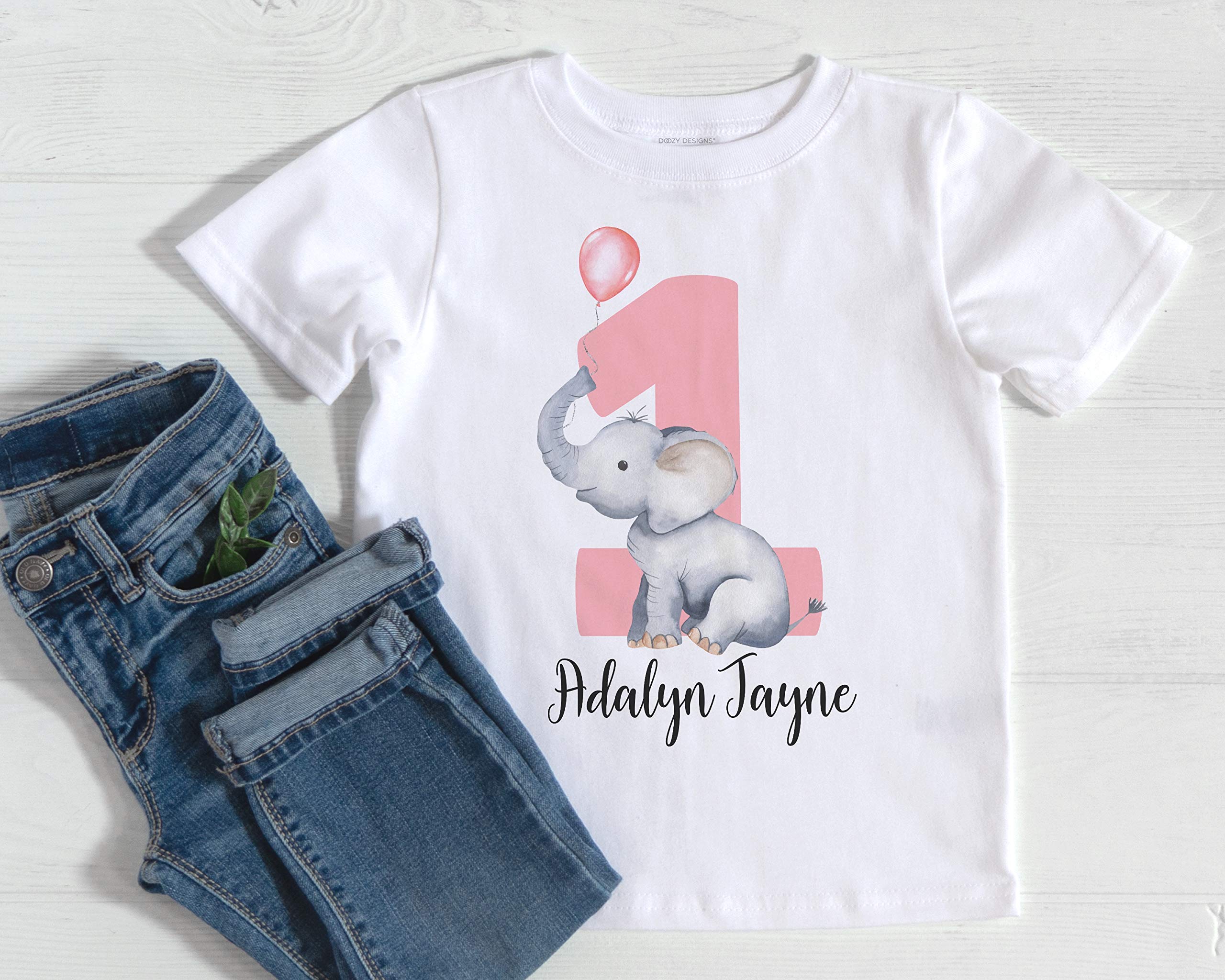 Elephant Baby Name Shirt | First Birthday Outfit for Girls | 1st Birthday Onesie | Cake Smash Romper | Personalized Baby Girl Gift | Birthday Party, Photo Shoot & Special Occasion Outfit