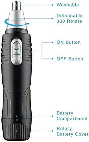 HAYNAH 2 in 1 Electric Nose & Ear Hair Trimmer for Men and Women - Waterproof Rechargeable Beard & Facial Hair Clipper with Safety Guard - Portable Grooming Kit for Travel, Home, and Salon Use