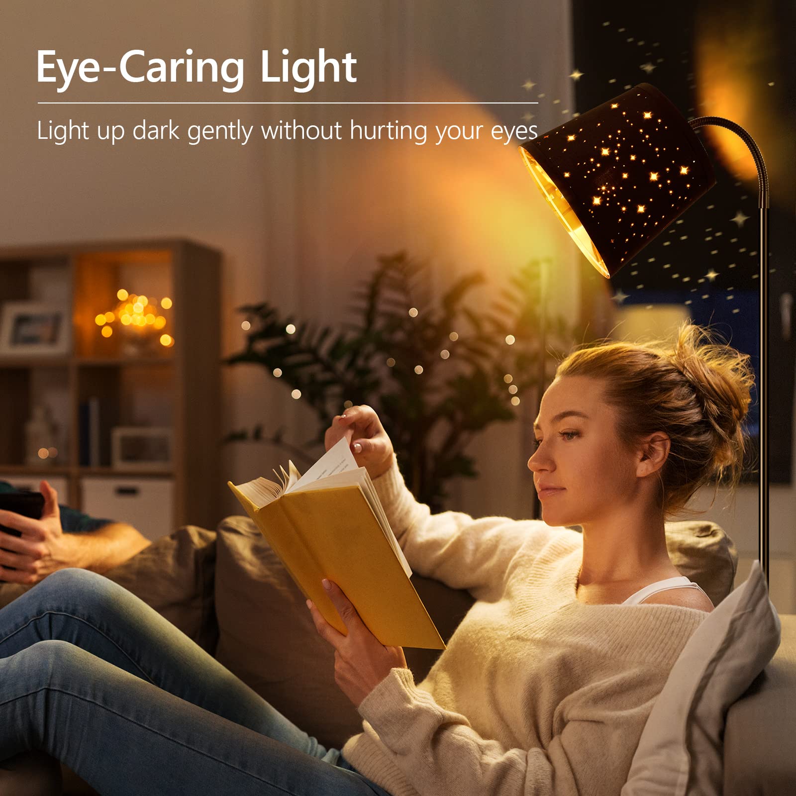 Modern LED Floor Lamp with Adjustable Gooseneck & Linen Shade - 6W Energy-Efficient Standing Light for Living Room, Bedroom, Office & Farmhouse - Perfect for Reading, Working & Ambient Lighting