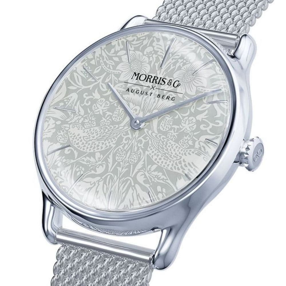 August Berg X Morris & Co. Silver Milanese Strap Unisex Watch M1ST0530E20MSL (30mm) - Elegant Fashion Accessory for Men & Women, Perfect for Office, Date Night & Special Occasions