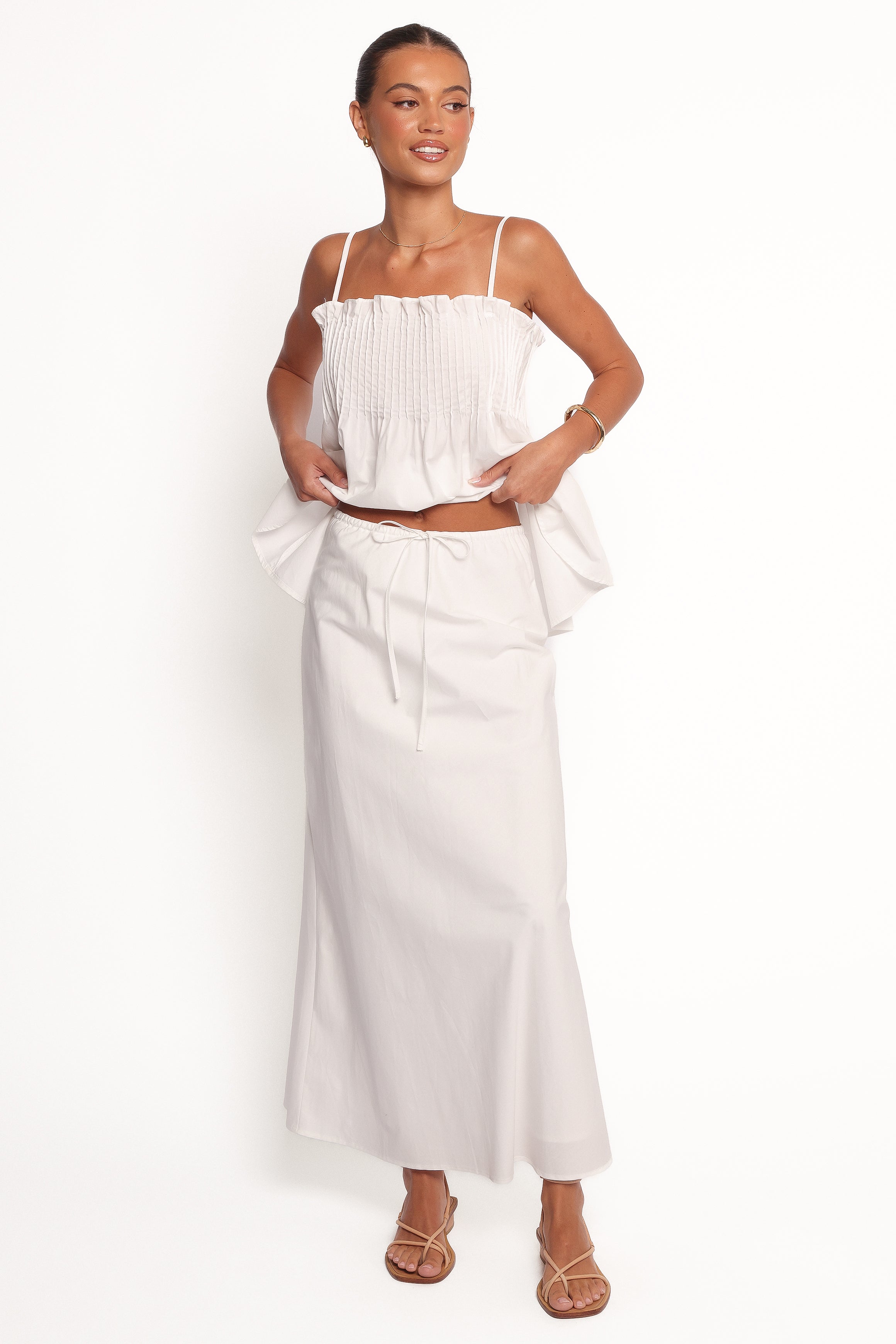 Elena Cotton Maxi Skirt for Women - Soft & Flowy White Long Skirt - Perfect for Summer, Beach, Boho Style & Casual Outings