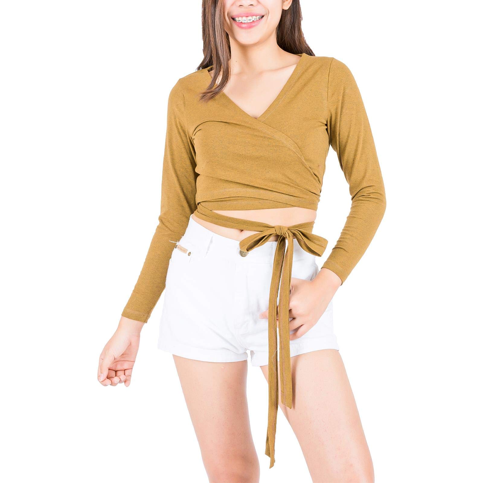 Sexy Deep V Neck Crop Top for Women - LOFBAZ Tie Wrap Shirt Summer Blouse | Perfect for Beach, Party & Casual Outfits
