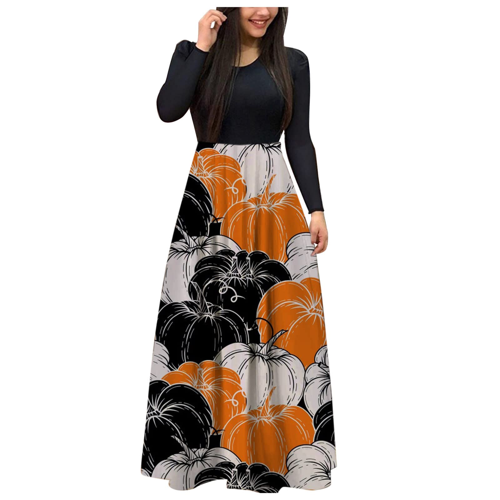 Women's Long Sleeve Black Floral Dress - Elegant Casual Fall Dress with Sexy Fit for Halloween Parties, Date Night & Office Wear