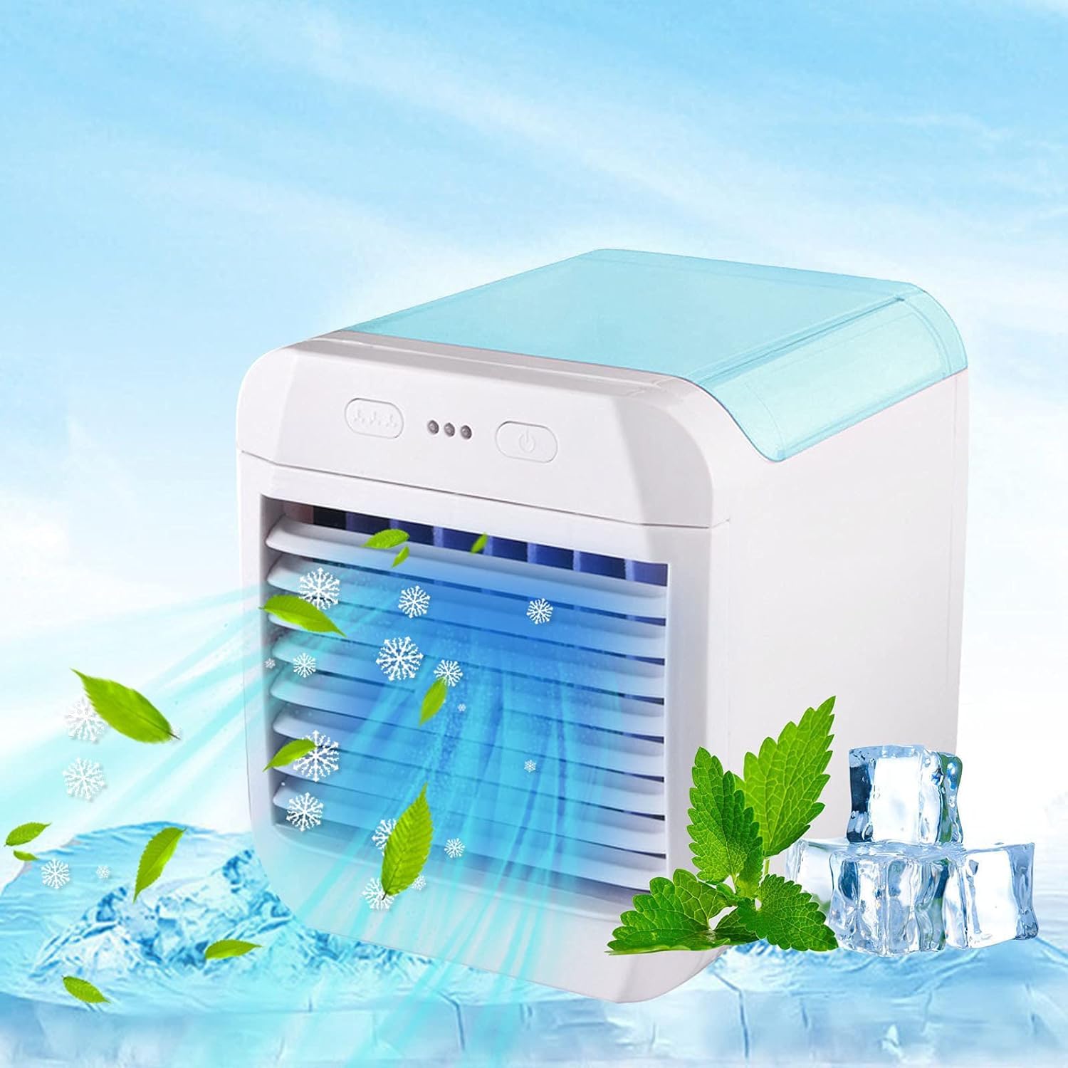 Portable Air Conditioner Fan with USB Power, Mini Air Cooler, Humidifier, Ultra Quiet Personal Cooling Fan for Home, Travel, Office, and Outdoor Use