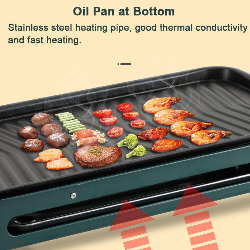 1500W Portable Smokeless Electric Grill Pan - Non-Stick Indoor/Outdoor BBQ Griddle for Home, Camping & Parties - Perfect for Grilling Steaks, Burgers, Vegetables & More